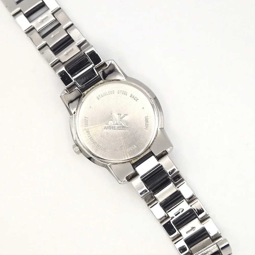Anne Klein‎ Women's AK Stainless Steel Black Dial Swarovski Crystal Accent Watch